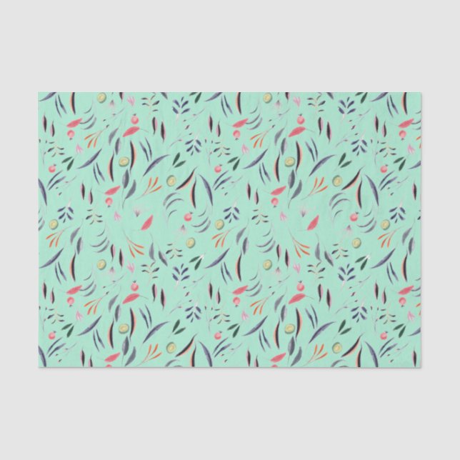 Papel De Seda Elegante Mint Green FLORAL DECOUPAGE (Frente )