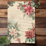 Papel De Seda Elegante Natais vintages Música Floral Ephemera<br><div class="desc">Adoráveis natal vintage florais com designs coloridos de poinsetos brancos e vermelhos com coloração e folhagem,  texto de Natal e partituras em respaldo de estilo angustiado de sépia. Adequado para projetos de dissociação.</div>