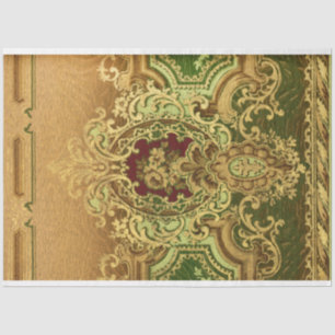 Papel De Seda Elegante Ornamentado Dourado Rococo Floral