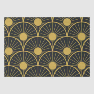 Papel De Seda Elegante padrão de sol em dourado Art Deco sobre p