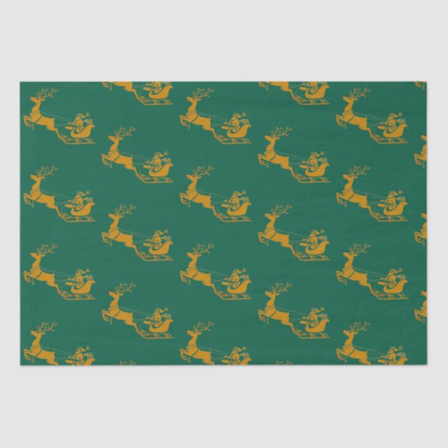 Papel De Seda Elegante papais noeis Dourados de Natal Deer xmas  (Frente )