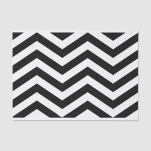 Papel De Seda Elegante Papel-chave Chevron branco-preto