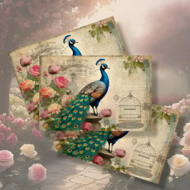 Papel De Seda Elegante Peacock Birdcage - Dissociação Floral Eph