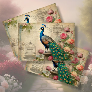 Papel De Seda Elegante Peacock Birdcage - Dissociação Floral Eph