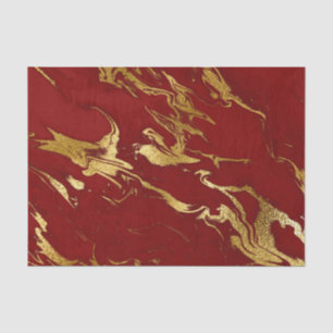 Papel De Seda Elegante Red Dourado Faux Marble Christmas