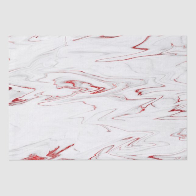 Papel De Seda Elegante Red Faux Marble, Natal (Frente )