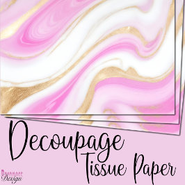 Papel De Seda Elegante redemoinho de mármore em rosa e dourado