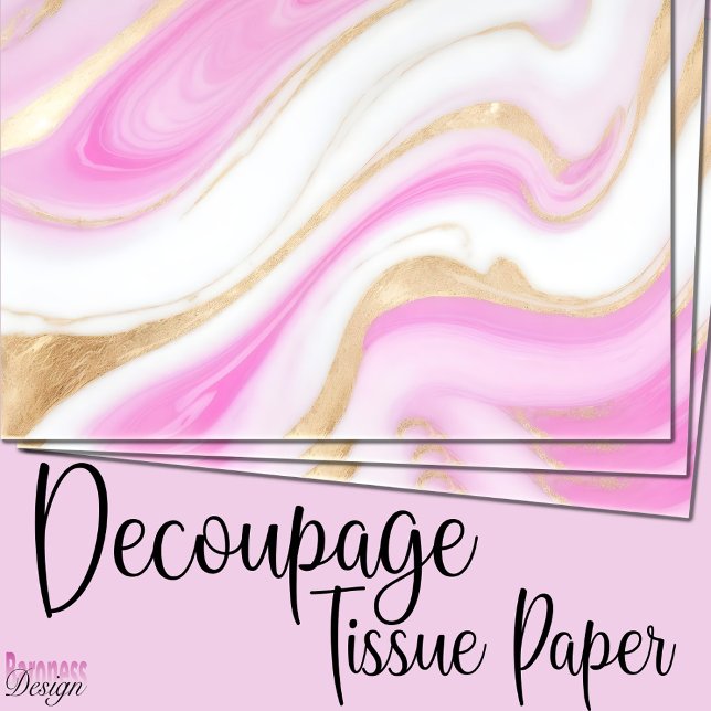 Papel De Seda Elegante redemoinho de mármore em rosa e dourado (Criador carregado)