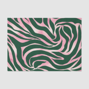 Papel De Seda Elegante Rosa Verde Dourada Zebra
