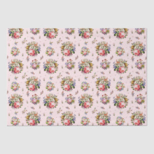 Papel De Seda Elegante Rosas Vintage Padrão Floral a Rosa