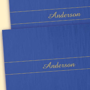 Papel De Seda Elegante Roteiro Dourado em Fundo Azul-Marinho