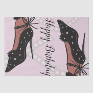 Papel De Seda Elegante Salto Beleza Fashionista Aniversário Rosa