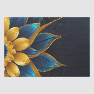 Papel De Seda Elegante Sapphire e Dourada Casamento Floral