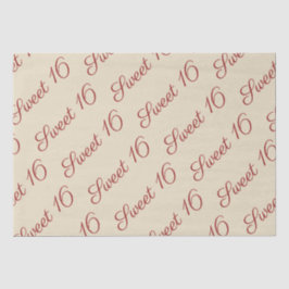 Papel De Seda Elegante Script Red Sweet 16 Birthday Tan