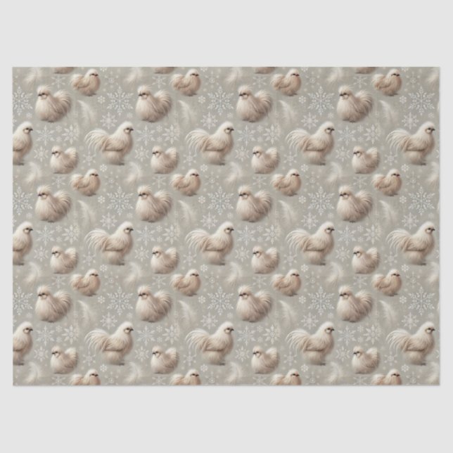 Papel De Seda Elegante Silkie Chicken Neutral Winter Gift Wrap (Frente )
