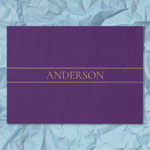 Papel De Seda Elegante Texto Personalizável   Dourado & Roxo Esc