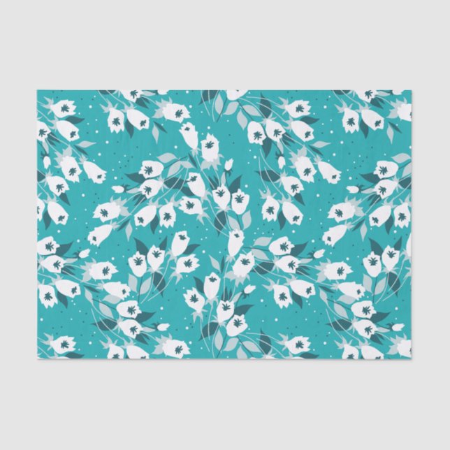 Papel De Seda Elegante Tulip Flower Pattern Botanical Art Design (Frente )