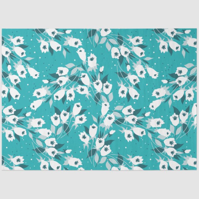 Papel De Seda Elegante Tulip Flower Pattern Botanical Art Design (Frente )