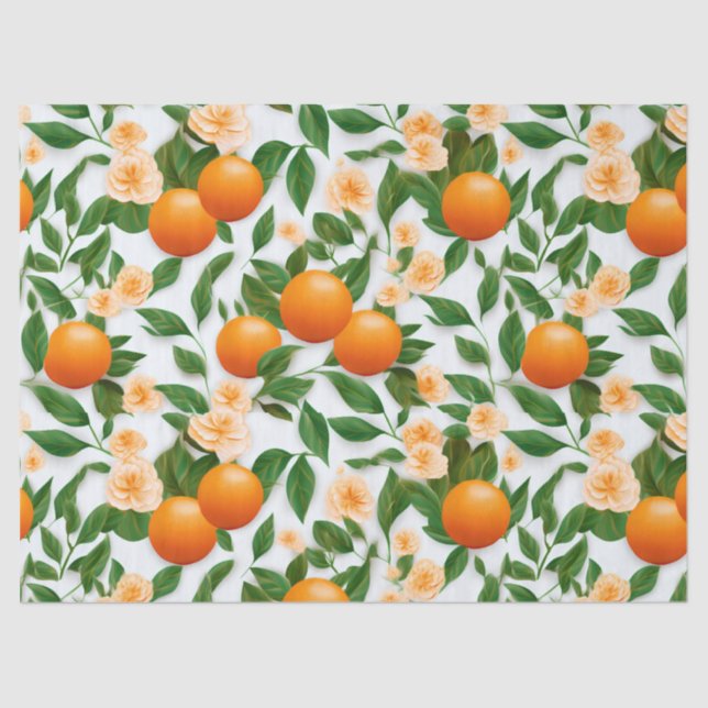 Papel De Seda Elegante Valencia Orange Floral (Frente )