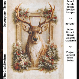 Papel De Seda Elegante Veado de Inverno, Moldura de Natal Evergr