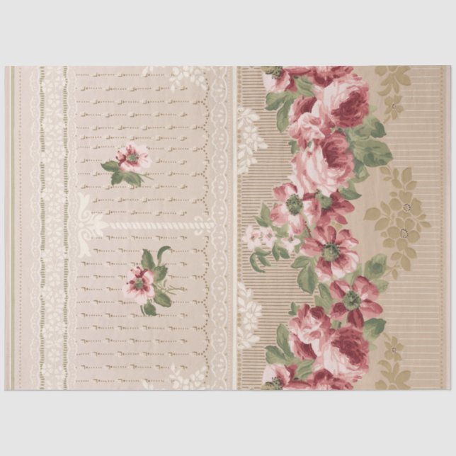 Papel De Seda Elegante Victorian Rosa Garlands (Frente )