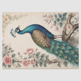 Papel De Seda Elegante Victorian Vintage Boho Peacock