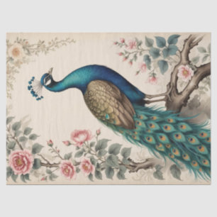 Papel De Seda Elegante Victorian Vintage Boho Peacock