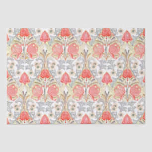 Papel De Seda Elegante Vintage Art Nouveau Coral Flower Patterno
