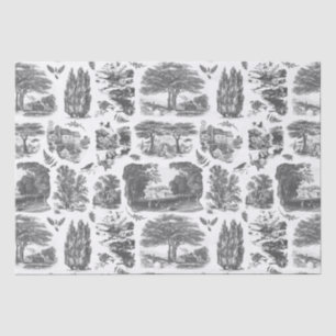 Papel De Seda Elegante Vintage Black White Country Toile Francês