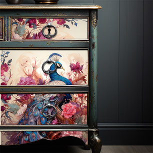 Papel De Seda Elegante Vintage Boho Victorian Decoupage Peacock