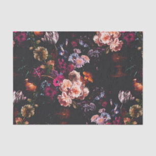 Papel De Seda Elegante Vintage Dark Moody Burgundy Floral