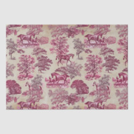 Papel De Seda Elegante Vintage Magenta Horse Toile Kraft