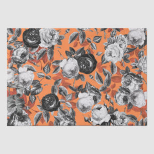 Papel De Seda Elegante Vintage Rosas de cobre em laranja