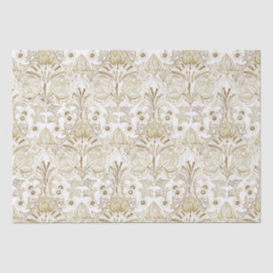 Papel De Seda Elegante Vintage Victorian Beige Flower Patterian