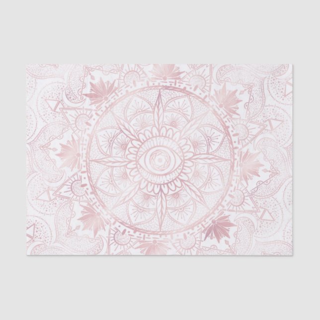 Papel De Seda Elegante White Rose Dourada Olho Sol Lua Mandala (Frente )