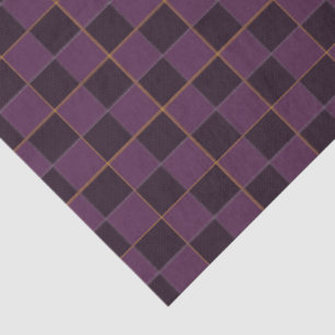 Papel De Seda Elegante Xadrez Ameixa e Dourado