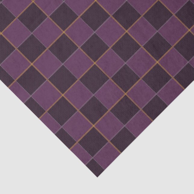 Papel De Seda Elegante Xadrez Ameixa e Dourado (Detalhes )