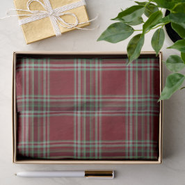 Papel De Seda Elegante Xadrez Escocês VERMELHO VERDE Texturizado