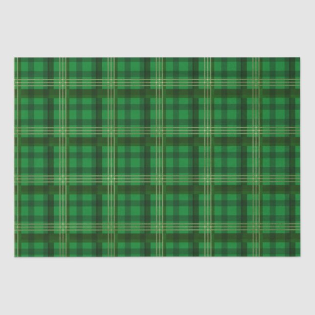 Papel De Seda Elegante Xadrez Verde de Natal das Festas (Frente )