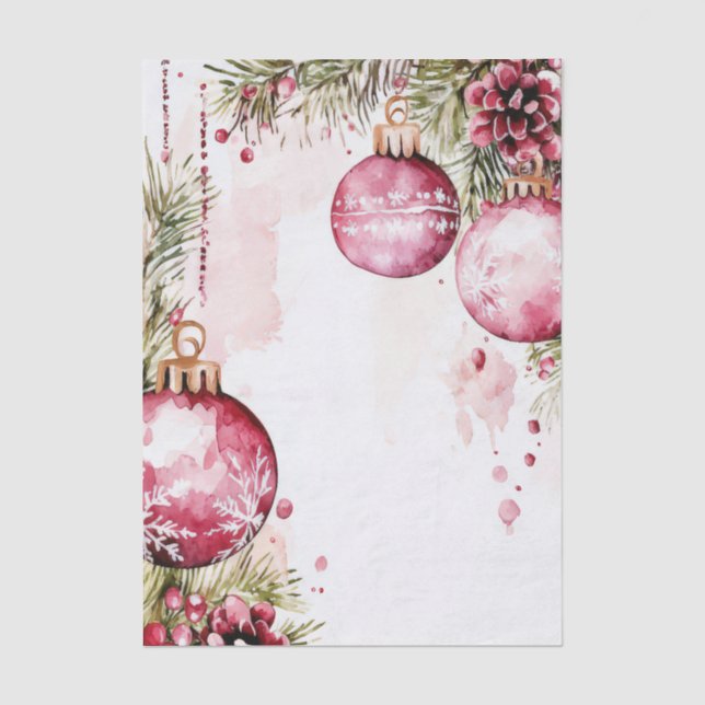 Papel De Seda Elegantes e Festivas Bolas de Natal e Flores (Frente )