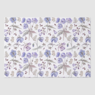 Papel De Seda Elegantes Flores Silvestres Roxas Violeta Aquarela