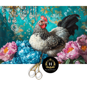 Papel De Seda Elegantes Peônias Galinha de Páscoa Decoupage Lust