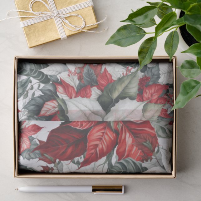 Papel De Seda Elegantes poinsettias de Natal  (Presente)