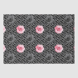 Papel De Seda Elegantes Rosas Cor-de-Rosa e Bolinhas no Estilo S