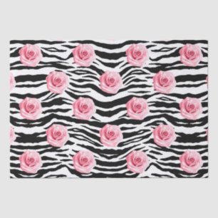 Papel De Seda Elegantes Rosas Cor-de-Rosa e Listras Zeba em Esti