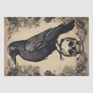 Papel De Seda Elegia de Raven: Caveira Vintage e Desnupage de Ra