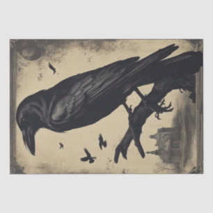 Papel De Seda Elegia de Raven: Caveira Vintage e Desnupage de Ra