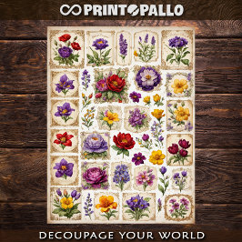 Papel De Seda Elemento de decoupage de flores e plantas para rec