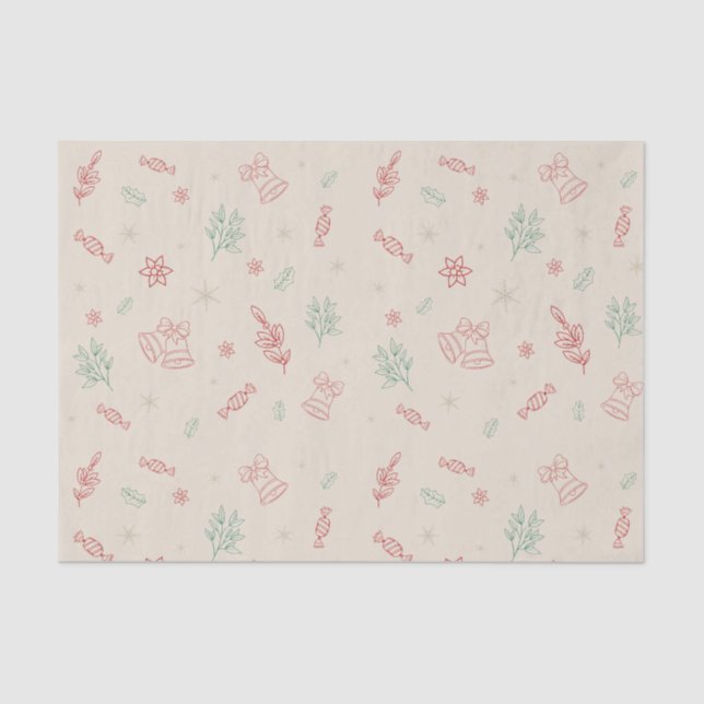 Papel De Seda Elementos de Natal Mínimos Bonitos (Frente )