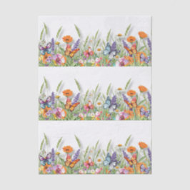 Papel De Seda Elementos Florais e de Borboletas Cottagecore Deco